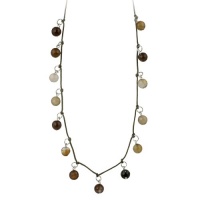 Round Multi-Colored Gemstone Drops on Cord Necklace Round Multi-Colored Gemstone Drops on Cord Necklace