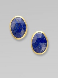 Rich lapis stones set in 24k goldplated sterling silver for a truly elegant style. Lapis24k goldplated sterling silverSize, about ¾Hinged post backImported Rich lapis stones set in 24k goldplated sterling silver for a truly elegant style. Lapis24k goldplated sterling silverSize, about ¾Hinged post backImported