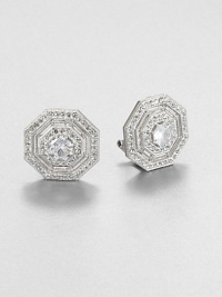 EXCLUSIVELY AT SAKS. A brilliant piece in a geometric design with vintage appeal. CrystalsCubic zirconiaRhodium-plated brassSize, about .75Post backImported EXCLUSIVELY AT SAKS. A brilliant piece in a geometric design with vintage appeal. CrystalsCubic zirconiaRhodium-plated brassSize, about .75Post backImported