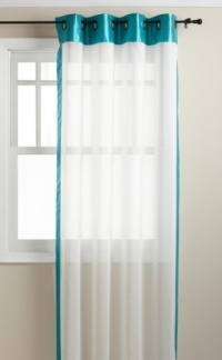 Stylemaster Soho 55 by 95-Inch Sheer Grommet Panel with Faux Silk Border, Turquoise Stylemaster Soho 55 by 95-Inch Sheer Grommet Panel with Faux Silk Border, Turquoise
