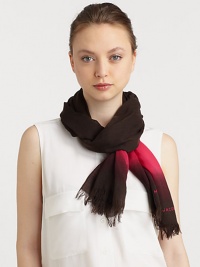 A classic woven wool scarf is embellished with a bold stripe and eyelash fringe.WoolAbout 73 X 27Dry cleanImported A classic woven wool scarf is embellished with a bold stripe and eyelash fringe.WoolAbout 73 X 27Dry cleanImported