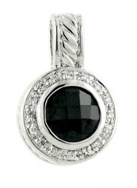 .925 Sterling Silver 10mm Chess cut Black cubic Zirconia Pendant .925 Sterling Silver 10mm Chess cut Black cubic Zirconia Pendant