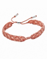 PANDORA's bohemian macrame bracelet accommodates a single clip for an effortlessly elegant customized look. Sterling silver details add pretty polish. PANDORA's bohemian macrame bracelet accommodates a single clip for an effortlessly elegant customized look. Sterling silver details add pretty polish.