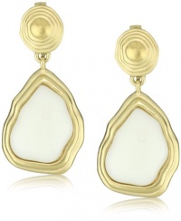 T Tahari Parisian Chic White and Gold Single Drop Clip Earrings T Tahari Parisian Chic White and Gold Single Drop Clip Earrings