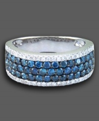 Bella Bleu by Effy Collection invokes the beauty of the sea with this 14k white gold ring featuring round-cut white diamonds (1/4 ct. t.w.) and Caribbean blue diamonds (1 ct. t.w.).