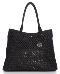 Go glam: sequins peek through the crosshatching to add glitter to your day. Go glam: sequins peek through the crosshatching to add glitter to your day.