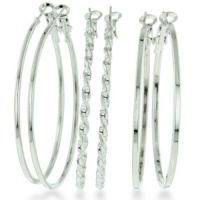 3 EARRINGS SET TWIST/FLAT/TUBE Set of Three Oversized Hoop Earrings (Twisted, Round, and Flat) 3 EARRINGS SET TWIST/FLAT/TUBE Set of Three Oversized Hoop Earrings (Twisted, Round, and Flat)