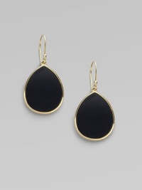 From the Rock Candy Collection. A polished teardrop of black onyx in an 18K yellow gold setting.Onyx 18K yellow gold Length, about 1½ Width, about ½ Earwires Imported From the Rock Candy Collection. A polished teardrop of black onyx in an 18K yellow gold setting.Onyx 18K yellow gold Length, about 1½ Width, about ½ Earwires Imported