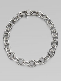 Bold, chunky links, alternating between smooth and cabled, create a necklace that's both classic and of-the-moment with true Yurman style. Sterling silver Length, about 19 Spring ring clasp Made in USA