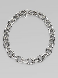 Bold, chunky links, alternating between smooth and cabled, create a necklace that's both classic and of-the-moment with true Yurman style. Sterling silver Length, about 19 Spring ring clasp Made in USA Bold, chunky links, alternating between smooth and cabled, create a necklace that's both classic and of-the-moment with true Yurman style. Sterling silver Length, about 19 Spring ring clasp Made in USA