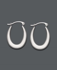 Round out your look in sleek, versatile style. These hoop earrings are a must-have addition with their unique, graduated, oval design and smooth 14k white gold setting. Approximate diameter: 3/4 inch. Round out your look in sleek, versatile style. These hoop earrings are a must-have addition with their unique, graduated, oval design and smooth 14k white gold setting. Approximate diameter: 3/4 inch.