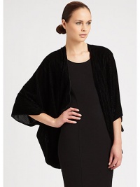 An ultra-plush, velvet-y soft shrug with chic stripes.70% viscose/23% silk/7% polyesterAbout 80 X 115Dry cleanImported An ultra-plush, velvet-y soft shrug with chic stripes.70% viscose/23% silk/7% polyesterAbout 80 X 115Dry cleanImported