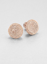 From the Brilliance Collection. A simple design with lots of shimmer, these dazzling discs are slightly concave to highlight their faceted glass radiance.GlassRose goldtoneDiameter, about .5Post backImported From the Brilliance Collection. A simple design with lots of shimmer, these dazzling discs are slightly concave to highlight their faceted glass radiance.GlassRose goldtoneDiameter, about .5Post backImported