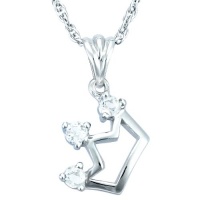 Children's Sterling Silver White Topaz Crown Necklace, 13 Children's Sterling Silver White Topaz Crown Necklace, 13