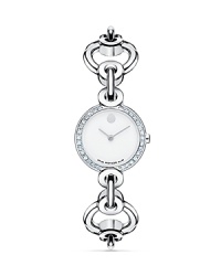 Women's Circlo® bracelet watch in stainless steel diamond-set case with white Museum dial. Women's Circlo® bracelet watch in stainless steel diamond-set case with white Museum dial.