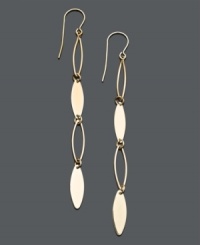 Add fluid style to your look with modern, linear drops. Crafted in 14k gold, earrings feature cut-out and solid oval links. Approximate drop: 3 inches. Add fluid style to your look with modern, linear drops. Crafted in 14k gold, earrings feature cut-out and solid oval links. Approximate drop: 3 inches.