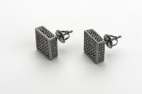 Sterling Silver Cz Micro Pave Square Cube Earring with Screw Backs Sterling Silver Cz Micro Pave Square Cube Earring with Screw Backs