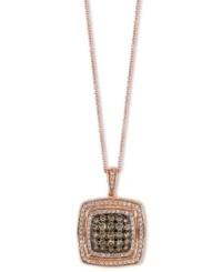 Adorn your neckline with a sparkling square. Le Vian's stunning pendant features round-cut chocolate diamonds in a square pattern (1-1/2 ct. t.w.) framed by two rows of round-cut white diamonds (1/2 ct. t.w.). Set in 14k rose gold. Approximate length: 18 inches. Approximate drop: 1 inch. Adorn your neckline with a sparkling square. Le Vian's stunning pendant features round-cut chocolate diamonds in a square pattern (1-1/2 ct. t.w.) framed by two rows of round-cut white diamonds (1/2 ct. t.w.). Set in 14k rose gold. Approximate length: 18 inches. Approximate drop: 1 inch.