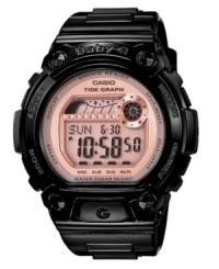 A touch of pink adds feminine style to the tough durability of this shock-resistant watch from Baby-G. A touch of pink adds feminine style to the tough durability of this shock-resistant watch from Baby-G.
