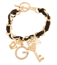 G by GUESS Women's Gold-Tone Ribbon Charm Bracelet, GOLD G by GUESS Women's Gold-Tone Ribbon Charm Bracelet, GOLD
