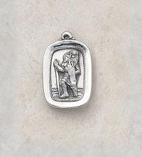 Sterling Silver Rectangle St. Christopher Patron Saint Medal Catholic Pendant Necklace Jewelry Sterling Silver Rectangle St. Christopher Patron Saint Medal Catholic Pendant Necklace Jewelry