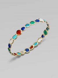 From the Polished Rock Candy Collection. As many stones and colors as shapes in this bright and beautiful design formed of a rich rainbow of semiprecious stones in gleaming gold.Mother-of-pearl, lapis, gold green agate, dyed red agate and turquoise18k yellow goldDiameter, about 2½Imported From the Polished Rock Candy Collection. As many stones and colors as shapes in this bright and beautiful design formed of a rich rainbow of semiprecious stones in gleaming gold.Mother-of-pearl, lapis, gold green agate, dyed red agate and turquoise18k yellow goldDiameter, about 2½Imported