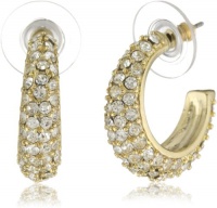 Nine West HOOP THERE IT IS Silver-Tone Crystal Pave Huggie Earrings Nine West HOOP THERE IT IS Silver-Tone Crystal Pave Huggie Earrings