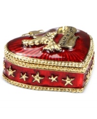 A special keepsake box with a special message from Jones New York. It's crafted from mixed metal with gold-tone details for a vibrant touch. Approximate length: 1-1/2 inches. Approximate width: 1 inch. A special keepsake box with a special message from Jones New York. It's crafted from mixed metal with gold-tone details for a vibrant touch. Approximate length: 1-1/2 inches. Approximate width: 1 inch.