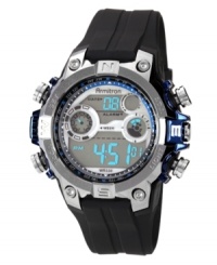 Cool blue accents bring a futuristic feel to this durable digital watch from Armitron. Cool blue accents bring a futuristic feel to this durable digital watch from Armitron.