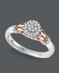Unique by design. Create the perfect proposal with this exquisite diamond engagement ring. Crafted in sterling silver with 14k rose gold accents at the shoulders, ring features round-cut diamonds (1/6 ct. t.w.) in a circular pattern. Sizes 5-8. Unique by design. Create the perfect proposal with this exquisite diamond engagement ring. Crafted in sterling silver with 14k rose gold accents at the shoulders, ring features round-cut diamonds (1/6 ct. t.w.) in a circular pattern. Sizes 5-8.