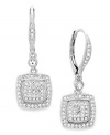 Shapely elegance. Eliot Danori's stunning square drop earrings dazzle with a pave-set crystal decor in silver tone mixed metal. Approximate drop: 1-1/4 inches.