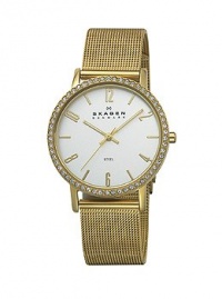 Skagen Gold Tone Mesh & Glitz Watch Skagen Gold Tone Mesh & Glitz Watch