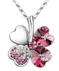 Swarovski Elements Crystal Four Leaf Clover Pendant Necklace 19-CN9034R Swarovski Elements Crystal Four Leaf Clover Pendant Necklace 19-CN9034R
