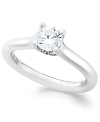 Take her breath away with sentiment & sparkle. This exquisite Hearts.Arrows.Together™ engagement ring features a solitaire, brilliant-cut diamond (3/4 ct. t.w.). This diamond is cut with an arrow pattern visible from above and heart pattern visible from below. Ring comes with a certificate and viewer which allows you to see the difference for yourself. Crafted in 14k white gold. Take her breath away with sentiment & sparkle. This exquisite Hearts.Arrows.Together™ engagement ring features a solitaire, brilliant-cut diamond (3/4 ct. t.w.). This diamond is cut with an arrow pattern visible from above and heart pattern visible from below. Ring comes with a certificate and viewer which allows you to see the difference for yourself. Crafted in 14k white gold.