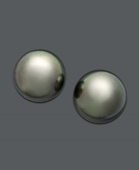 Earrings as exotic as their origin. Tahitian pearl studs (10-11 mm) set in 14k white gold are an absolute must-have. Approximate diameter: 1/2 inch. Earrings as exotic as their origin. Tahitian pearl studs (10-11 mm) set in 14k white gold are an absolute must-have. Approximate diameter: 1/2 inch.