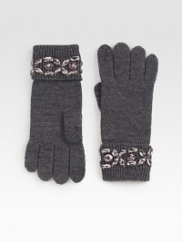 A glittering kaleidoscope of shimmer livens up the cuffs of these cozy wool gloves.7 longMerino woolDry cleanImported