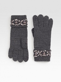 A glittering kaleidoscope of shimmer livens up the cuffs of these cozy wool gloves.7 longMerino woolDry cleanImported A glittering kaleidoscope of shimmer livens up the cuffs of these cozy wool gloves.7 longMerino woolDry cleanImported