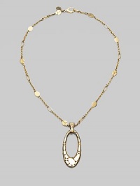 From the Kali Collection. An oval drop pendant with signature dotting hangs from a simple Sautoir chain.18K gold Length, about 18 Pendant length, about 2¼ Pendant width, about ¾ Lobster clasp closure Made in Bali From the Kali Collection. An oval drop pendant with signature dotting hangs from a simple Sautoir chain.18K gold Length, about 18 Pendant length, about 2¼ Pendant width, about ¾ Lobster clasp closure Made in Bali