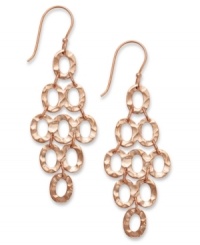 Love your curves. Studio Silver's chic circular drop earrings are crafted in 18k rose gold over sterling silver. Approximate drop: 2 inches. Love your curves. Studio Silver's chic circular drop earrings are crafted in 18k rose gold over sterling silver. Approximate drop: 2 inches.