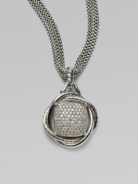 From the Infinity Collection. A timeless look to last an infinity - a sparkling enhancer of pavé diamonds elegantly wrapped in an entwinement of cable and smooth sterling silver. Diamonds, 1.74 tcw Sterling silver Width, about ¾ Length, about ¾ Imported Please note: Chain sold separately. From the Infinity Collection. A timeless look to last an infinity - a sparkling enhancer of pavé diamonds elegantly wrapped in an entwinement of cable and smooth sterling silver. Diamonds, 1.74 tcw Sterling silver Width, about ¾ Length, about ¾ Imported Please note: Chain sold separately.