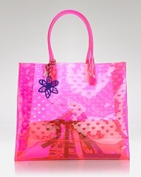 Cutouts on exterior. See through. Decorative hanging piece. Removable zip pouch. Includes 1 beach towel. Imported 18 l x 5 w x 15.5 h; 8.27 drop Cutouts on exterior. See through. Decorative hanging piece. Removable zip pouch. Includes 1 beach towel. Imported 18 l x 5 w x 15.5 h; 8.27 drop