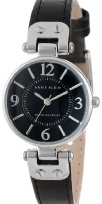 Anne Klein Women's 109443BKBK Silver-Tone Black Dial and Black Leather Strap Watch Anne Klein Women's 109443BKBK Silver-Tone Black Dial and Black Leather Strap Watch