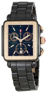 Michele Woman's MWW06F000008 Deco Ceramic Black Diamond Rose Gold Watch Michele Woman's MWW06F000008 Deco Ceramic Black Diamond Rose Gold Watch