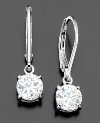 Sparkling princess-cut cubic zirconia (2-5/8 ct. t.w.) shines with sophistication on these elegant sterling silver drop earrings by B. Brilliant. Approximate drop: 3/4 inch. Sparkling princess-cut cubic zirconia (2-5/8 ct. t.w.) shines with sophistication on these elegant sterling silver drop earrings by B. Brilliant. Approximate drop: 3/4 inch.