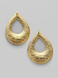Textured sterling silver with an 18K gold overlay in a open teardrop design.Sterling silver 18K yellow gold overlay Length, about 3 Post backs Made in USA Textured sterling silver with an 18K gold overlay in a open teardrop design.Sterling silver 18K yellow gold overlay Length, about 3 Post backs Made in USA