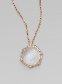 From the Sugar Kissed Collection. Sparkling clear quartz, accented with pavé diamonds, set in 18k gold and sterling silver warmly plated with 18k rose gold.Diamonds, .09 tcw Clear quartz 18k gold and sterling silver with 18k rose goldplating Chain length, about 16-18 Pendant length, about 1 Lobster clasp Imported From the Sugar Kissed Collection. Sparkling clear quartz, accented with pavé diamonds, set in 18k gold and sterling silver warmly plated with 18k rose gold.Diamonds, .09 tcw Clear quartz 18k gold and sterling silver with 18k rose goldplating Chain length, about 16-18 Pendant length, about 1 Lobster clasp Imported
