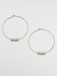 From the Brilliance Collection. A slender wire hoop, adorned with three sparkling beads, creates a look of understated glamour.GlassGoldtoneDiameter, about 1.25PiercedImported From the Brilliance Collection. A slender wire hoop, adorned with three sparkling beads, creates a look of understated glamour.GlassGoldtoneDiameter, about 1.25PiercedImported