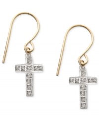 Standout style with plenty of symbolism. Express your faith in dangling cross earrings. Crafted in 14k gold with sparkling diamond accents. Approximate drop: 1 inch. Standout style with plenty of symbolism. Express your faith in dangling cross earrings. Crafted in 14k gold with sparkling diamond accents. Approximate drop: 1 inch.