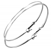 4 Inch Large Dangle Hoop Pipe Earrings, Hypoallergenic Silver Tone Polished Finish, Omega Leverback Closures