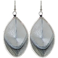 Dream Catcher Woven String Earrings In Grey with Silver Finish Dream Catcher Woven String Earrings In Grey with Silver Finish
